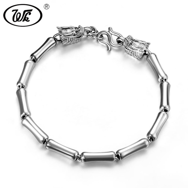 WK 925 Sterling Silver 4MM Dragon Skeleton Bone Bracelet For Men Boys Kids Children Hand Chain Bracelets Dropshipping W1 BM009