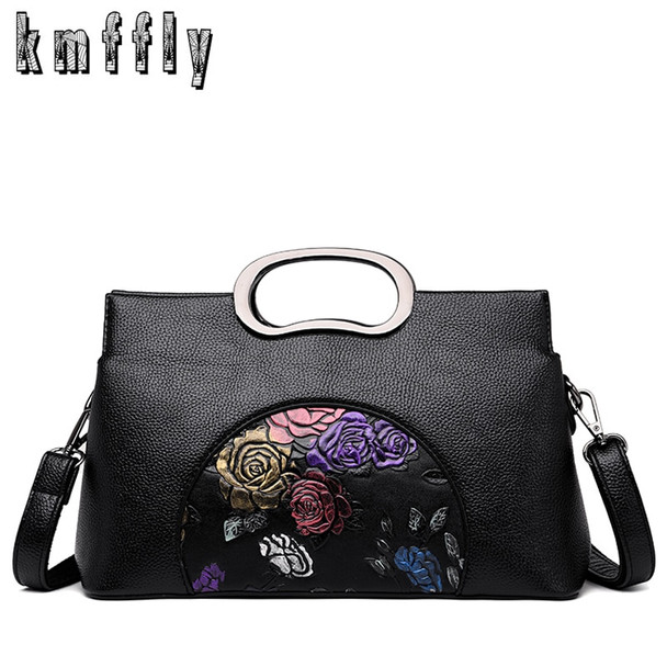 2018 Women Leather Handbags Vintage Painted Casual Tote Bags Designer Brand Crossbody Shoulder Bag Ladies Hand Bag Sac A Main