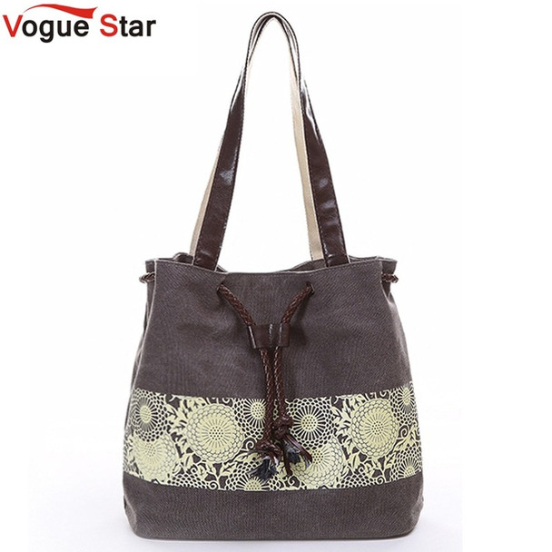 Vogue Star 2018 canvas bag shoulder bags high quality purse women handbag bucket flower printing ladies designer bags LA242