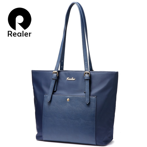 REALER women shoulder bag ladies casual totes female handbags large capacity oxford material eco bags for women 2018 new design 