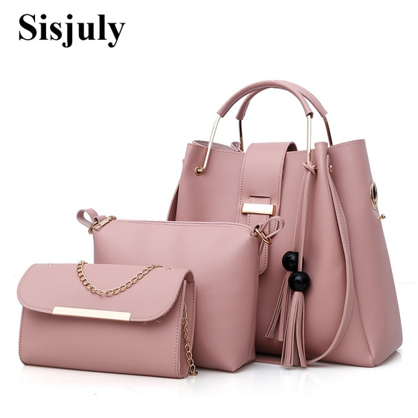 3Pcs/Sets Women Handbags Leather Shoulder Bags Female Large Capacity Casual Tote Bag Tassel Bucket Purses And Handbags Sac Femme