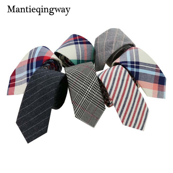 Mantieqingway Brand Plaid and Striped Men Skinny Ties Fashion Corbatas Plaid Neck Ties 6CM Narrow Tie for Party Neck Tie for Men