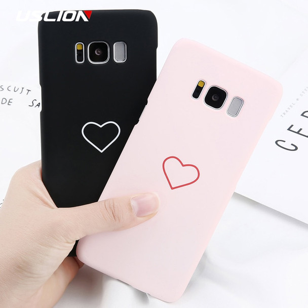 USLION Phone Case For Samsung Galaxy S8 Plus S7 Edge Cartoon Love Heart Cases Slim Hard PC Cover Fundas For Galaxy Note 8 S8 S7