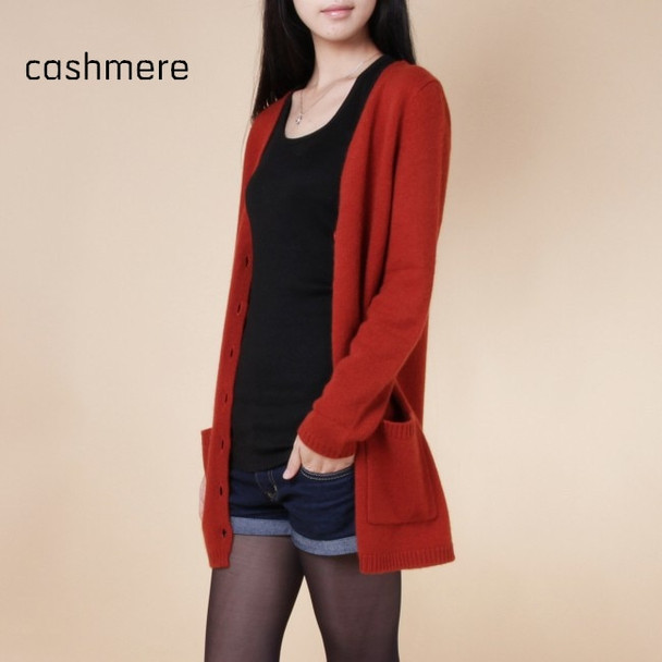 Addonee Spring Autumn Winter Cashmere Cardigan Female Medium-Long Wool Sweater Loose Long-sleeve Plus Size Wild Solid Warm Slim 
