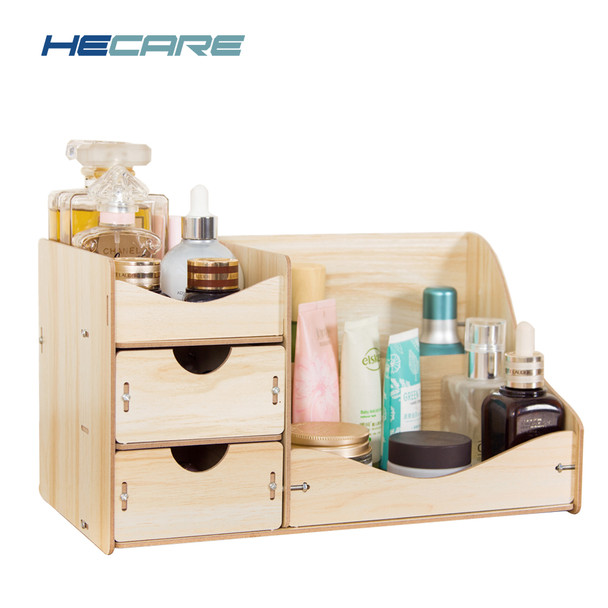 New Wooden Cosmetic Organizer Dropshipping Home Makeup Organizer Wood Desktop Storage Box for Cosmetics Organizer for the Office