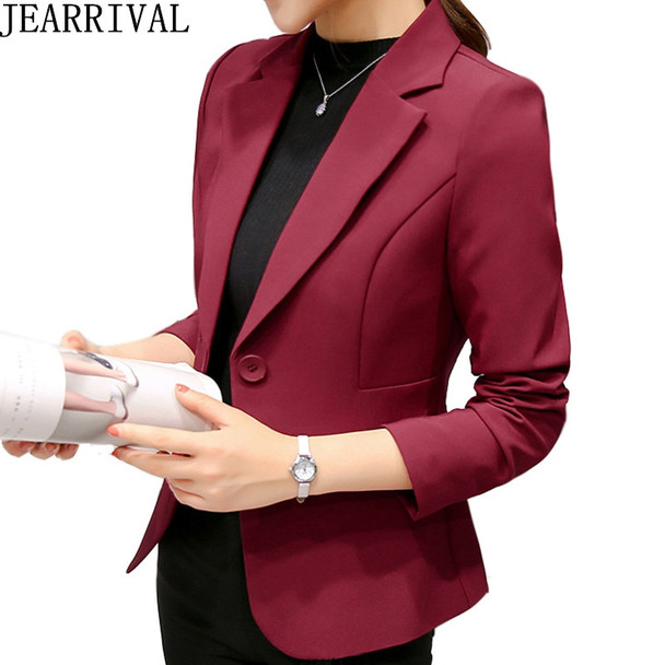 Elegant Office Work Ladies Blazers 2018 New Spring Fashion Full Sleeve Single Button Solid Suits Jacket Women Blazer Feminino