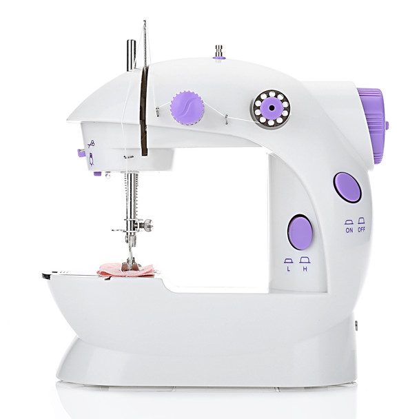 Mini Electric Handheld Sewing Machine Dual Speed Adjustment with Light Foot AC100-240V Double Threads Pendal Sewing Machine