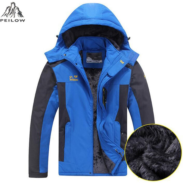 PEILOW size L~5XL,6XL,7XL,8XL Winter Jacket Men Thick Velvet Warm Coat Thermal Warm Windproof Hood Jackets Mens Outwear Parka