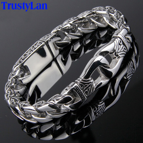 TrustyLan Fashion New Stainless Steel Charm Bracelet Men Vintage Totem Mens Bracelets 2018 Cool Male Jewelry Jewellery Armband