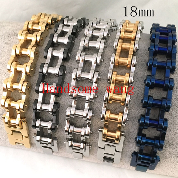 150G High Quality Hot Sell Motorcycle Bracelet 316L Stainless Steel Black Silver Gold Blue Cycling Mens Wrist Jewelry 23CM*18MM