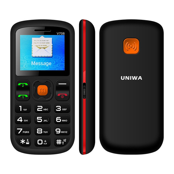 Uniwa V708 Feature Mobile Phone Charging Cradle Senior Old Man Phone Kids GSM FM Radio Big SOS Button Russian Keyboard Cellphone
