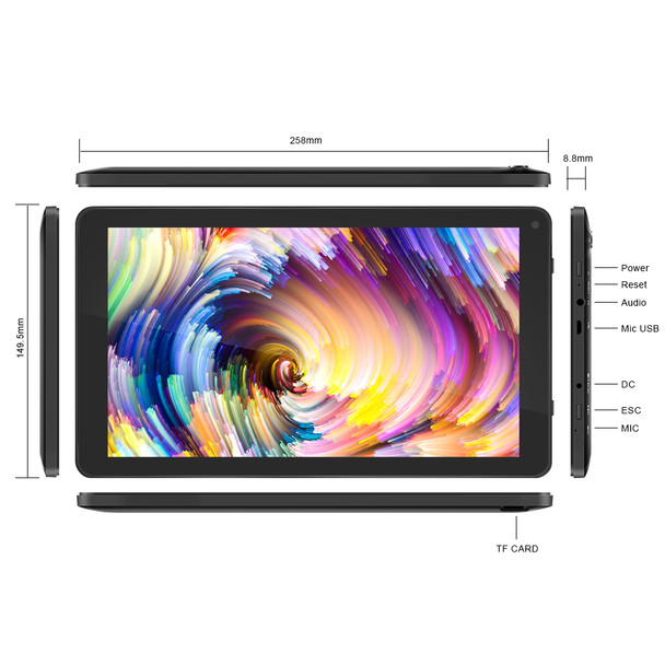 YUNTAB 10.1 Inch D102 Android6.0 Tablet PC Allwinner A33 Quad Core CPU,1024*600 HD Resolution with Dual Camera 5500mAh Battery