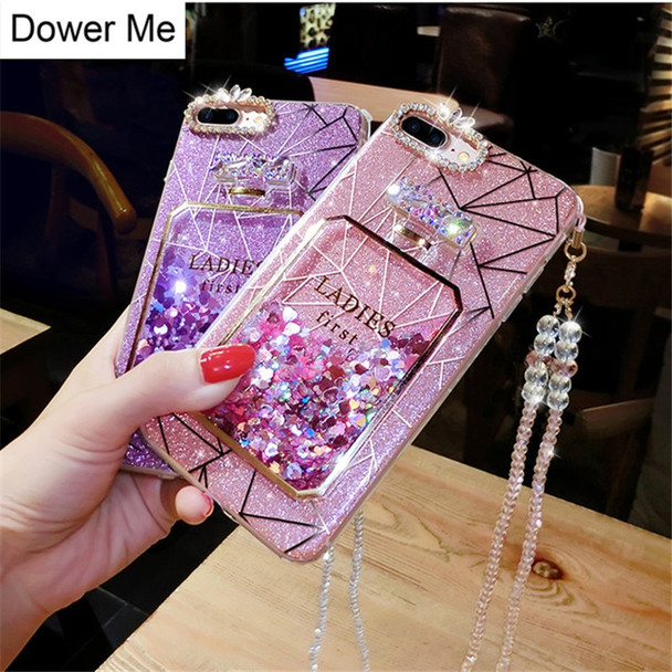 Dower Me Bling Glitter Liquid Quicksand Diamond Perfume Bottle Triangle Geometric Case Cover For iPhone X 8 7 6 6S Plus 5 5S SE