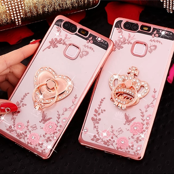 Luxury Diamond Ring Flowers Silicone TPU Case For Huawei P8 P9 P10 P20 Lite Plus 2017 Honor 9 6A P Smart Mate 10 Pro Back Cover