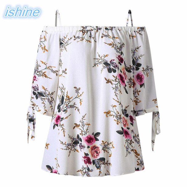 Plus Size 5XL Summer Women Blusas 2018 Fashion Off Shoulder Tops Female Chiffon Blouse Mujer Flowers Print White Shirts