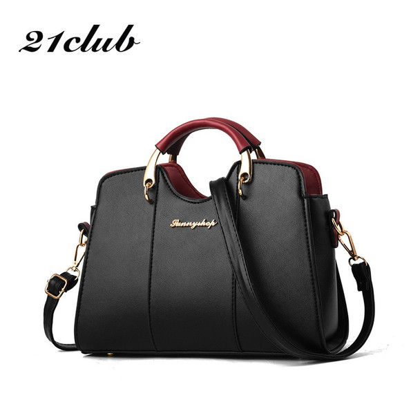 21club Brand Shell Bag Women's PU Leather Handdbags Large Capacity Shopping Work School Tote Clutch Bag Ladies Brand Handbags  