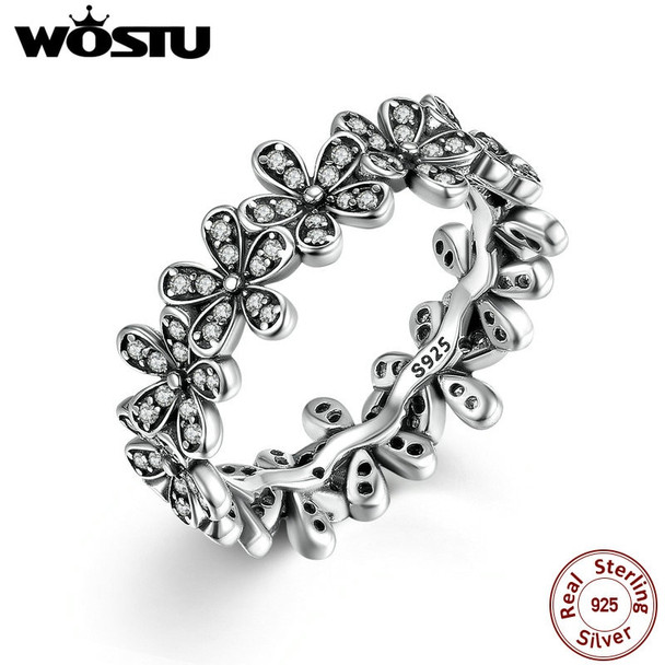 High Quality 100% 925 Sterling Silver Dazzling Daisy Meadow Stackable Ring For Women Luxury Original Jewelry Gift FB7122