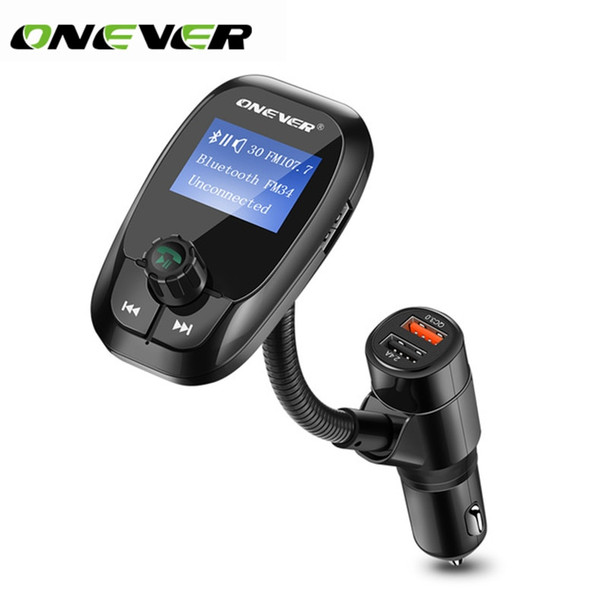 Onever FM Transmitter QC3.0 Dual USB Car Charger Bluetooth Hands Free Car Kit Radio Modulator Audio MP3 Player Support TF Card