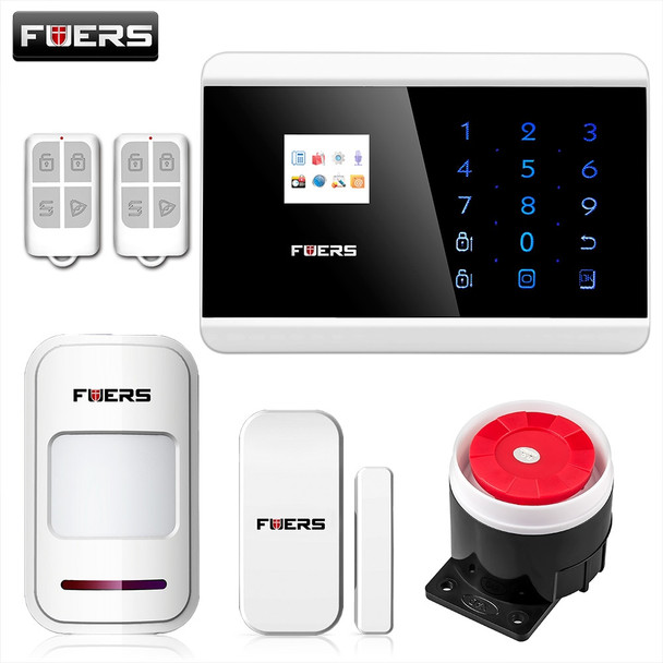FUERS IOS Android APP Touch Keypad TFT display 99 Wireless Zone GSM/PSTN/SMS Home PIR Voice Burglar Alarm Security System