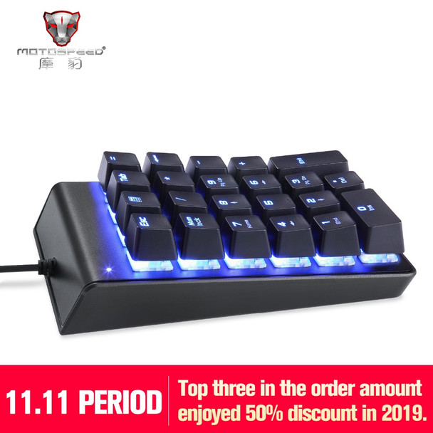 MOTOSPEED K22 Mechanical Numeric Keypad Wired 22 Keys Mini Numpad Backlight Keyboard Extended Layout for Cashier Red Switch