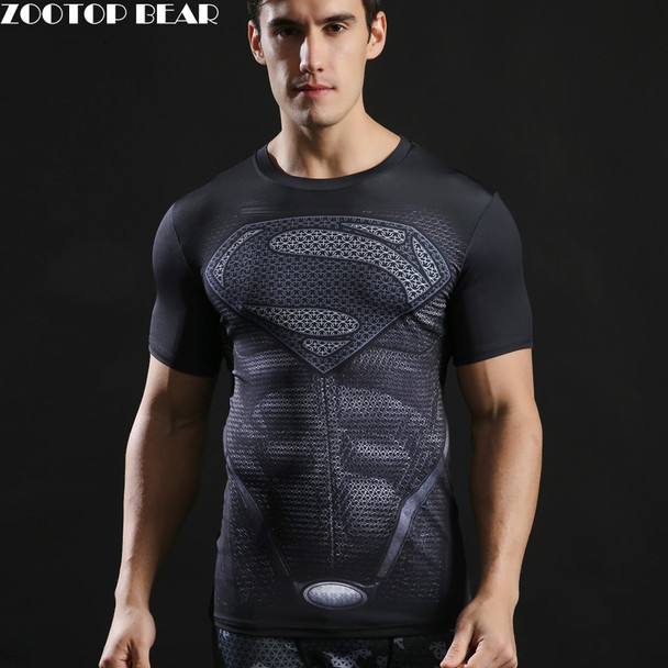 Fitness Compression Shirt Men Anime Superhero Punisher Skull Batman Superman 3D T Shirt Bodybuilding Crossfit tshirt