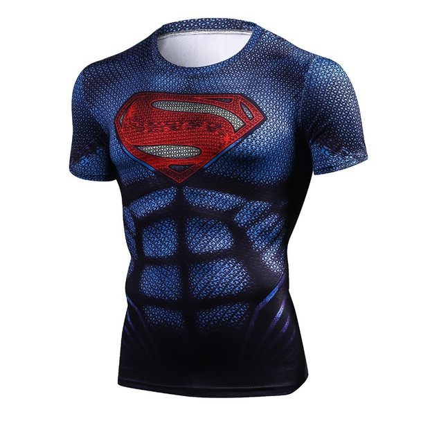 Superman T Shirt Black Panther Fitness Compression Shirt Men Bodybuilding 3D Printed Batman Spiderman Green Lantern Tshirt