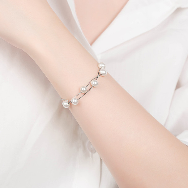 Super Fairy Gentle Retro Double Natural Freshwater Pearl S925 Sterling Silver Bracelet Temperament Dating Bracelet Gift Female