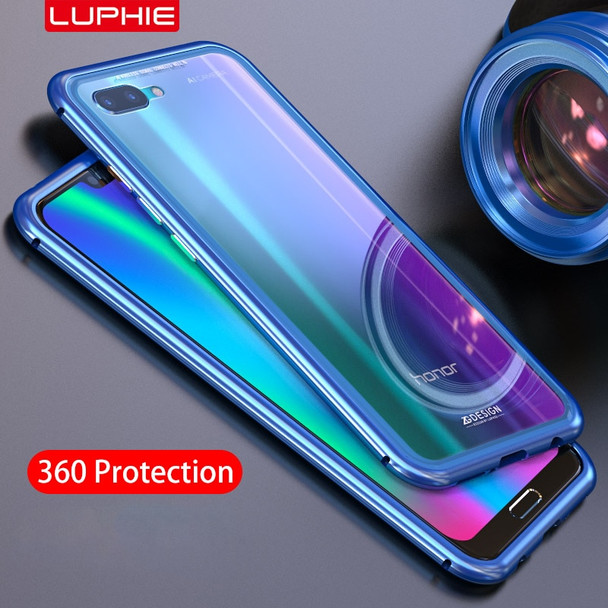 Magnetic Adsorption Flip Case for Huawei Honor 10 Huawei P20 Pro Tempered Glass Back Cover Luxury Metal Bumpers For P20 Lite