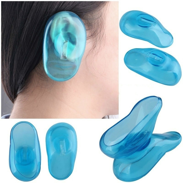 2 Pairs Blue Clear Ear Protect Salon Styling Tool Silicone Ear Cover Earmuffs Hair Dye Shield Hair Dye Accessories