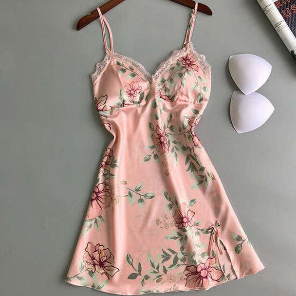  New Sexy Women's Floral Satin Silk Lace Nightgowns Paddad Push-Up Lingerie Nightdress Sleepwear