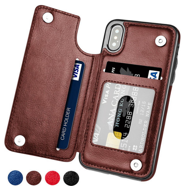 Retro PU Leather Book Flip Wallet Case For iPhone 6 6s 8 7 Plus X XR XS Max Card Holder Back Cover For Samsung S8 S9 S7 Note8