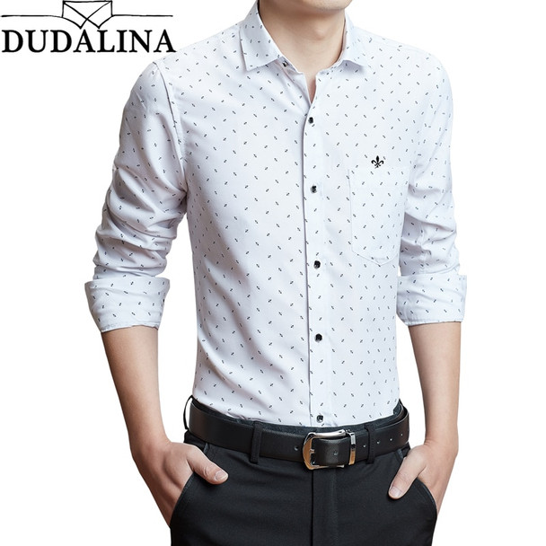 DUDALINA New Autumn Fashion Brand Men Clothes Slim Fit Men Long Sleeve Shirt Men Plaid Casual Men Shirt Social Plus Size M-5XL