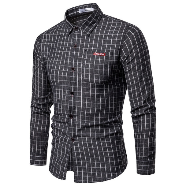 New Autumn Fashion Brand Men Clothes Slim Fit Men Long Sleeve Shirt Men Plaid Cotton Casual Men Shirt Social  