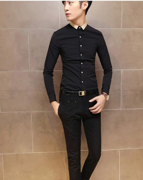 2018 New Autumn Fashion Brand Men Clothes Slim Fit Men Long Sleeve Shirt Men Casual Men Shirt Social Plus Size