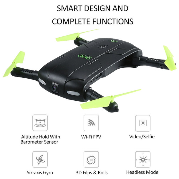 DHD D5 Elfie Foldable Mini Rc Selfie Drone with Wifi FPV 0.3MP Camera Altitude Hold Headless Mode One Key Return RC Quadcopter