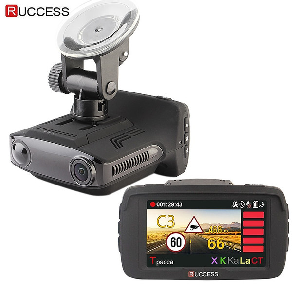 RUCCESS Ambarella A7LA50D DVR 3 in 1 Full HD 1080P Video Recorder Anti GPS Radar Detector 1296P Car Camera Speedcam Night Vision