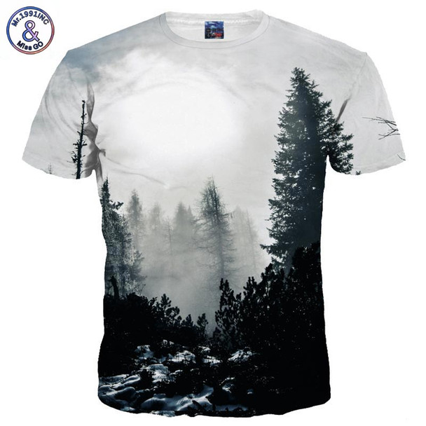 Mr.1991INC New Arrivals Men/Women 3d T-shirt Print Winter Forest Trees Quick Dry Summer Tops Tees Brand Tshirts Imported