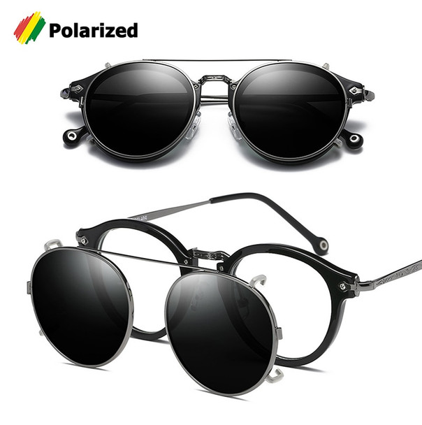 JackJad SteamPunk Vintage Round Style Polarized Sunglasses Clip On Lens Removable Brand Designer Sun Glasses Oculos De Sol 2775