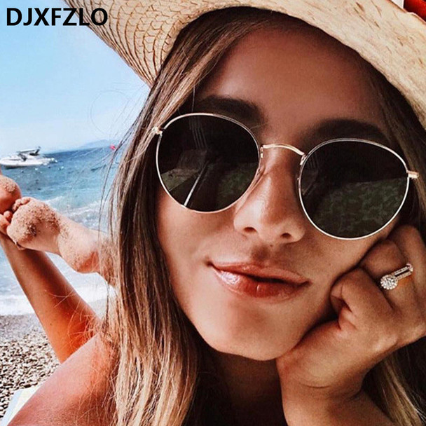 DJXFZLO Luxury Sunglasses Women/Men Brand Designer Glasses Lady Oval Sun Glasses Small Metal Frame  Oculos De Sol Gafas