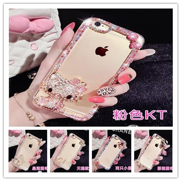 Luxury Rhinestone Diamond Case for Samsung Galaxy S8 S8 Plus S7 S7 Edge Cute Kitty Cat Bling Clear PC Hard Back  