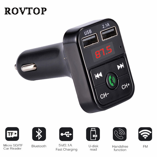 Car Bluetooth FM Transmitter Wireless Hands Free Kit MP3 Music Player Support TF Card 5V 2.1A USB Charger FM Modulator