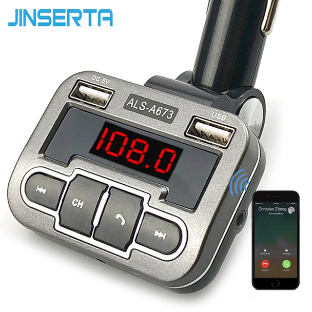 JINSERTA FM Transmitter Aux Modulator Bluetooth Handsfree Car Kit Audio MP3 Player Dual USB Car Charger TF U Disk Player A673