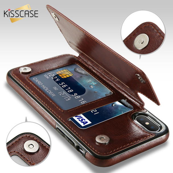 KISSCASE Flip Wallet Case For iPhone 7 6 6s 8 X Xr Xs Max Card Stand Leather Cases For Samsung Galaxy Note 9 S9 S8 Accessories
