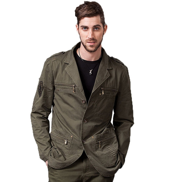 New Men's Casual Blazers Designer Fashion Military Style Cotton Male Jacket Coat Men Blazer