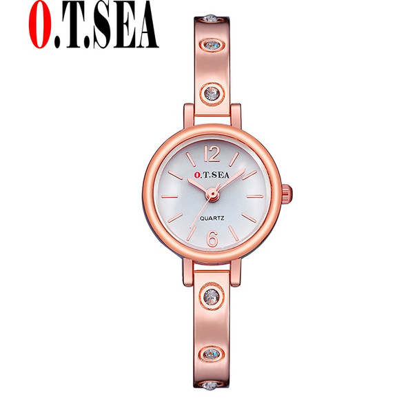 O.T.SEA Brand Rose Gold Bracelet Watch Women Ladies Crystal Dress Quartz Wristwatches Relogio Feminino OTS062