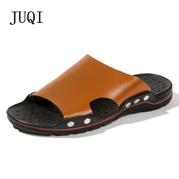 2018 New Fashion Summer Shoes Men's Slippers PU Leather Beach Sandals Men Casual Shoes Flip Flops Big Size