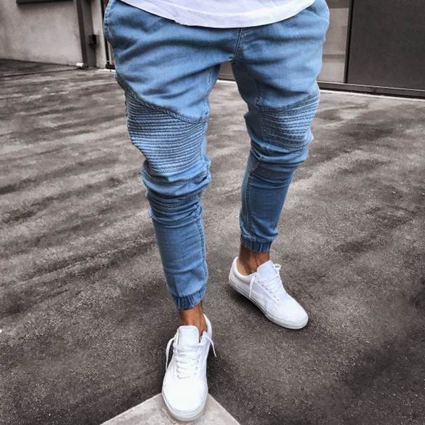 2018 Men Distressed jeans pleated 