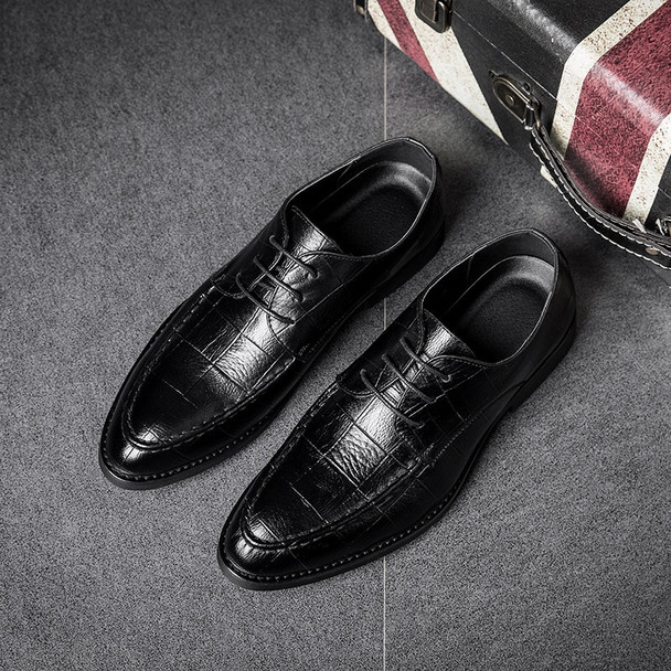2018 Ltalian Luxury Designer Formal Mens Dress Shoes Genuine Leather Black Basic Flats For Men Wedding Office plus size Oxford 