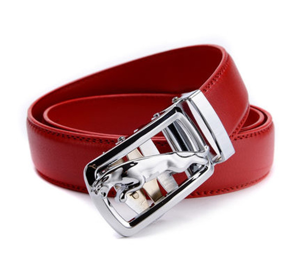 Automatic buckle belt men jaguar fashion business Leather luxury red belt for men