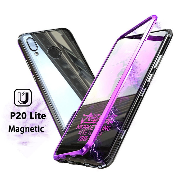 Magnetic Cover For Huawei P20 Lite Case Metal Aluminum Frame Clear Glass Magnet Hybrid Flip Case For Huawei P20lite Pro Funda